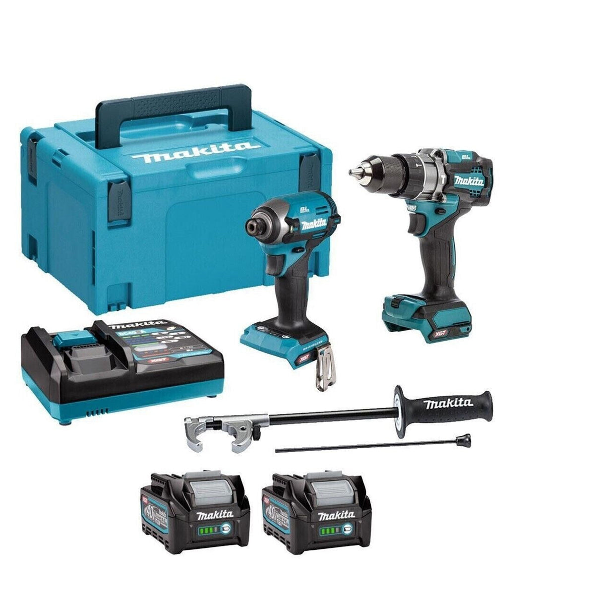 Makita 40v Twin Pack combi impact DK0176G205 XGT Brushless 2x2 5Ah chargerDC40RA