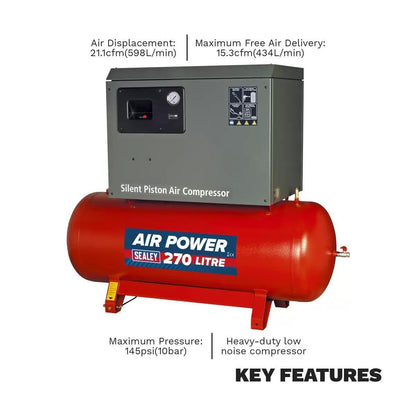 Sealey SAC42755BLN 270L Air Compressor Belt Drive 415V/32A