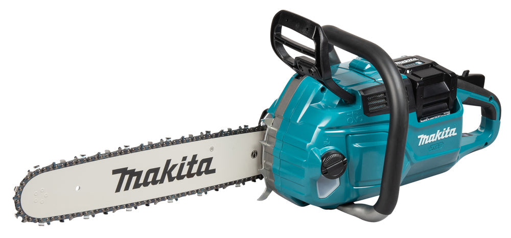 Makita UC030GZKIT 2 x BL4080H AND DOUBLE CHARGER 40V Max XGT 400mm 16" Brushless Rear Handle Chainsaw Body Only Gold