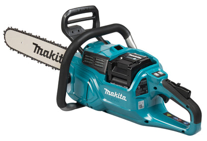 Makita UC030GZKIT 2 x BL4080H AND DOUBLE CHARGER 40V Max XGT 400mm 16" Brushless Rear Handle Chainsaw Body Only Gold