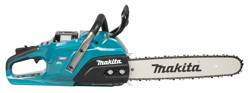 Makita UC030GZKIT 2 x BL4080H AND DOUBLE CHARGER 40V Max XGT 400mm 16" Brushless Rear Handle Chainsaw Body Only Gold