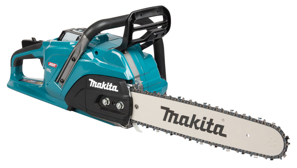 Makita UC030GZKIT 2 x BL4080H AND DOUBLE CHARGER 40V Max XGT 400mm 16" Brushless Rear Handle Chainsaw Body Only Gold