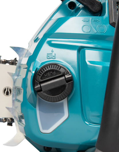 Makita UC030GZKIT 2 x BL4080H AND DOUBLE CHARGER 40V Max XGT 400mm 16" Brushless Rear Handle Chainsaw Body Only Gold